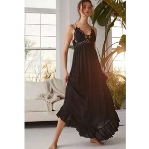 Free People Adella Lace Maxi Dress Black Women’s Size Small